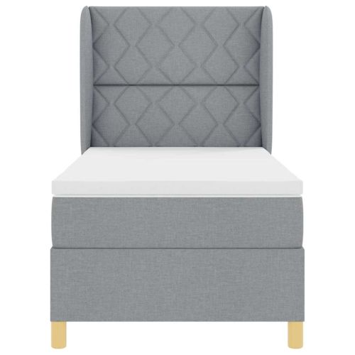 Кутия със спална основа и матрак Тъмен Сив 90x190 см Светлосиво