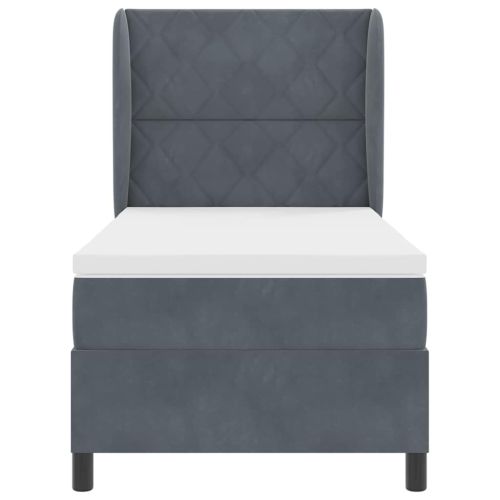 Легло с пружинирана основа Тъмен сив 200 x 90 см Полиестер