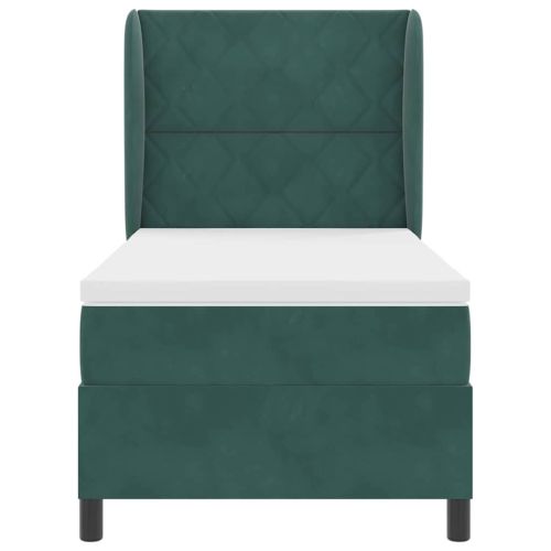 Легло с пружинирана основа Тъмен зелен 200 x 90 см Полиестер