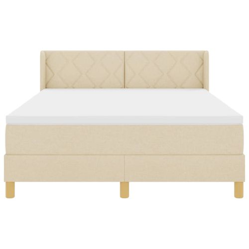Легло с пружини с матрак с таблото Крем 160 x 200 cm текстил