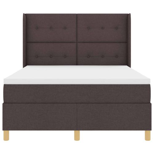 Легло с пружинирана основа Тъмен кафяв 140 x 200 cm текстил