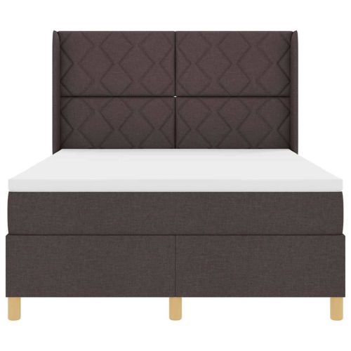 Легло с пружинирана основа Тъмен кафяв 160 x 200 cm текстил