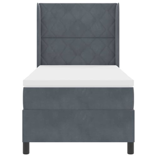 Легло с пружинирана основа Тъмен сив 90 x 200 cm Кадифе