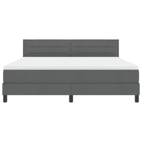 Легло с пружинирана основа с LED Тъмносив 180 x 200 cm текстил