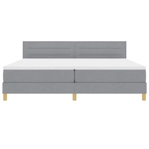 LED кутия за пружини с легло Светлосиво 200 x 200 cm текстил