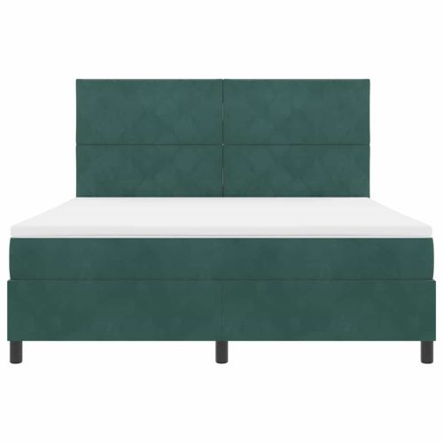 LED кутия за пружини с легло Тъмен зелен 180 x 200 cm текстил