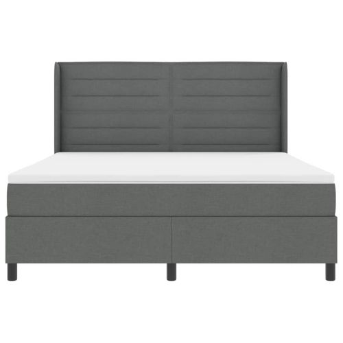 LED кутия за пружини с легло Тъмен сив 180 x 200 cm текстил