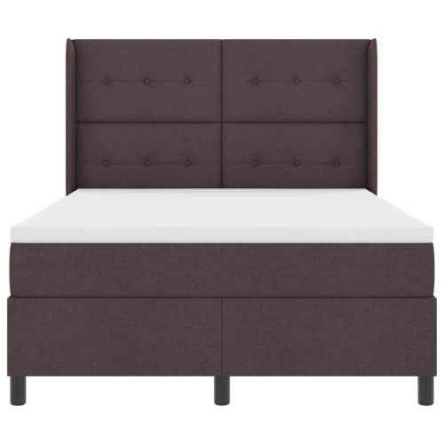 LED кутия за пружини с легло Тъмен кафяв 140 x 200 cm текстил