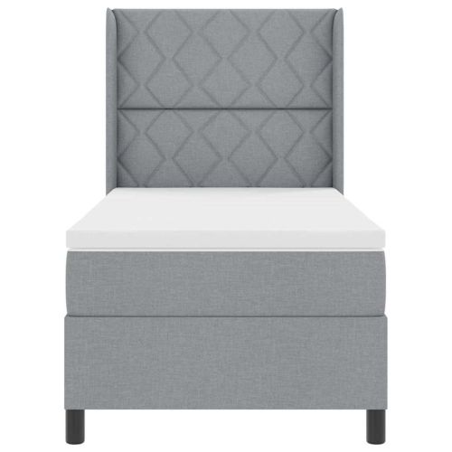 LED кутия за пружини с легло Светлосиво 100 x 200 cm текстил