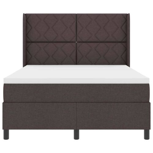 LED кутия за пружини с легло Тъмен кафяв 160 x 200 cm текстил