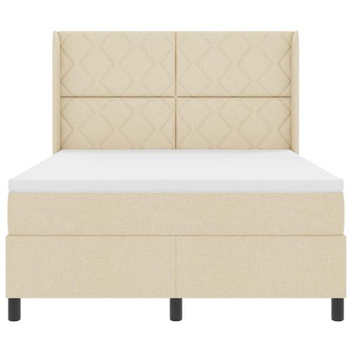 LED кутия за пружини с легло с матрак Крем 160 x 200 cm текстил