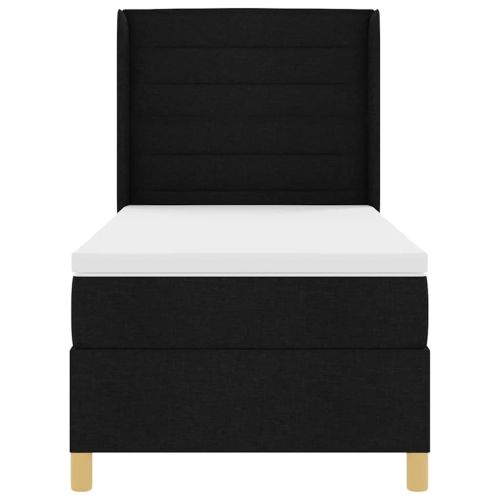 Легло с пружинирана основа с матрак Черно 80 x 200 cm текстил