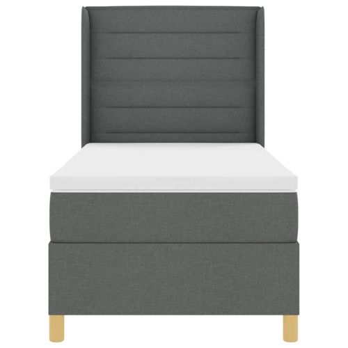 Легло с пружинирана основа с матрак Сив 90 x 200 cm текстил