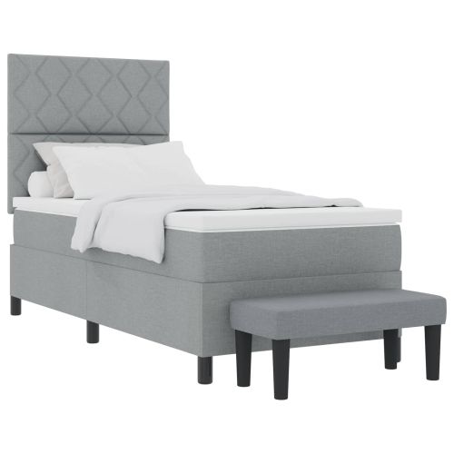 Легло с пружинирана основа Светлосиво 100 x 200 cm текстил