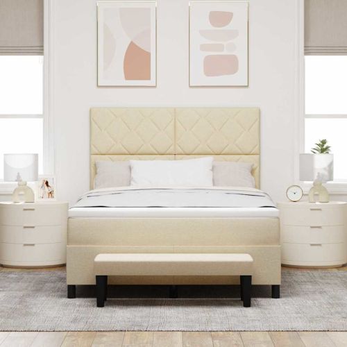 Легло с пружинирана основа с матрак Крем 160 x 200 cm текстил