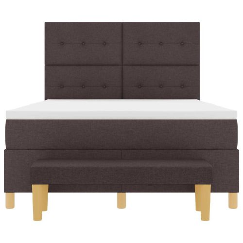 Легло с пружинирана основа Тъмнокафяв 140 x 200 cm текстил
