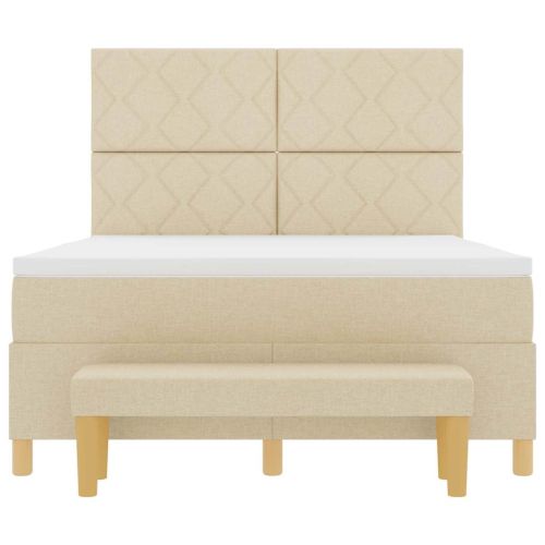 Легло с пружинирана основа с матрак Крем 160 x 200 cm текстил