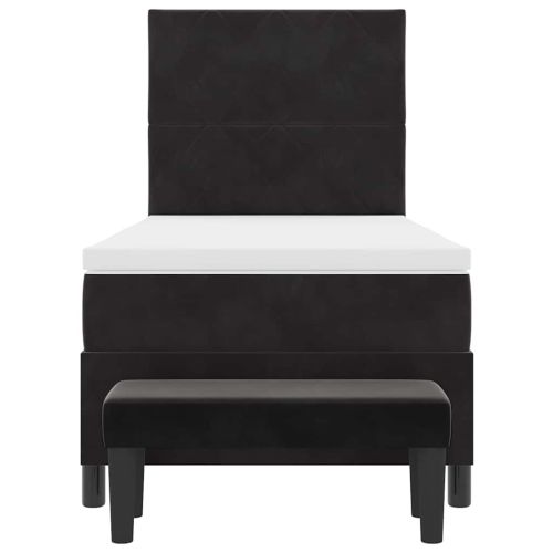 Легло с пружинирана основа с матрак Черно 90 x 200 cm Кадифе