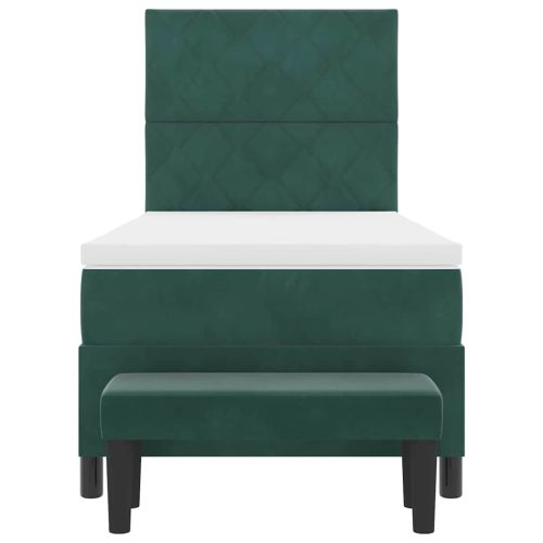 Легло с пружинирана основа Тъмнозелено 90 x 200 cm Кадифе