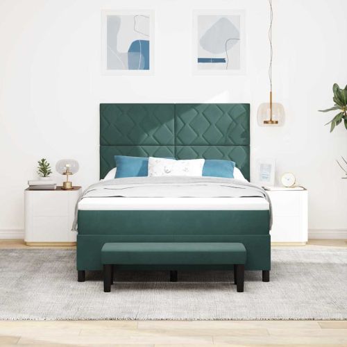 Легло с пружинирана основа Тъмен зелен 140 x 190 cm Кадифе
