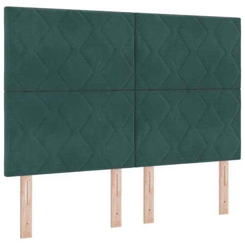 Легло с пружинирана основа Тъмнозелено 160 x 200 cm Кадифе