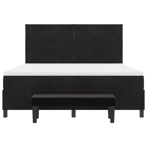 Легло с пружинирана основа с матрак Черно 180 x 200 cm Кадифе