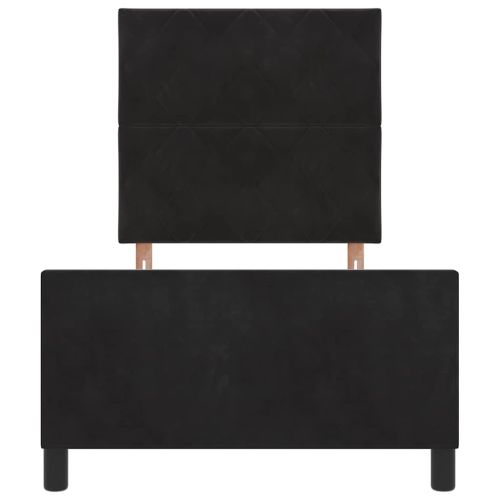 Легло с пружинирана основа с таблото Черно 90 x 200 cm Кадифе