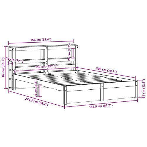 Рамка за легло с таблото Кафяво с восъчно покритие 150 x 200 cm