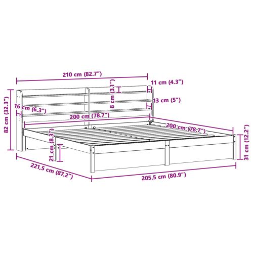 Рамка за легло с таблото Кафяво с восъчно покритие 200 x 200 cm