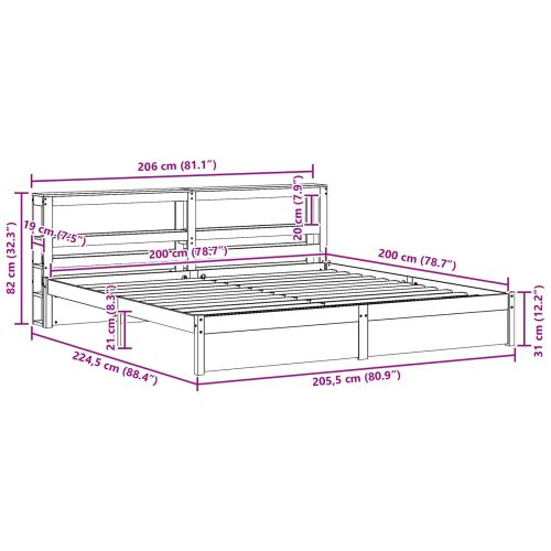 Рамка за легло с таблото Кафяво с восъчно покритие 200 x 200 cm