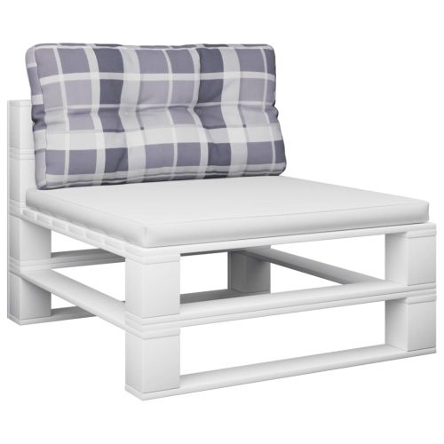 Палетна възглавница, сиво каре, 80x40x12 см, текстил