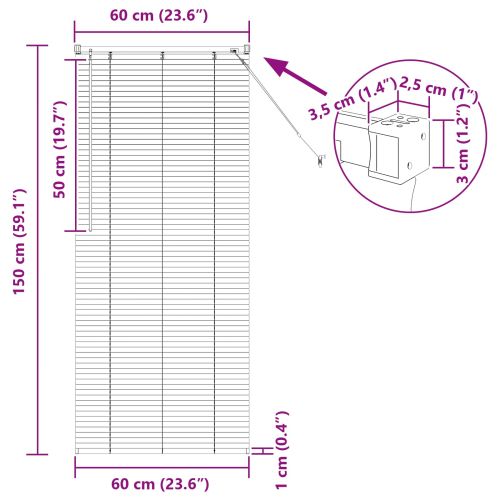Венецианска щора Регулирума Сребристо сиво 150 x 60 см ПВЦ