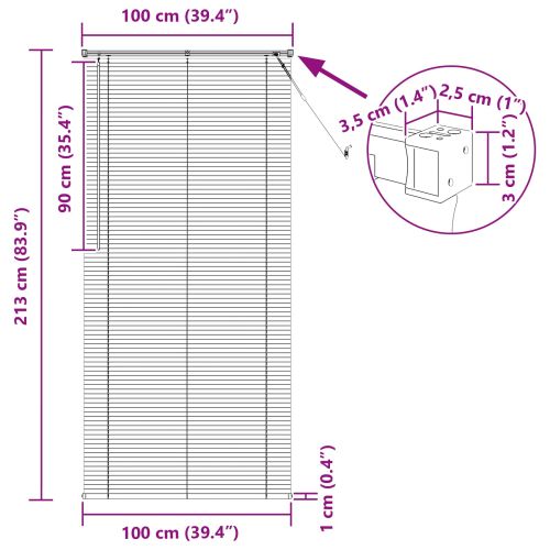 Венецианска щора Регулирума Бял 213 x 100 см ПВЦ