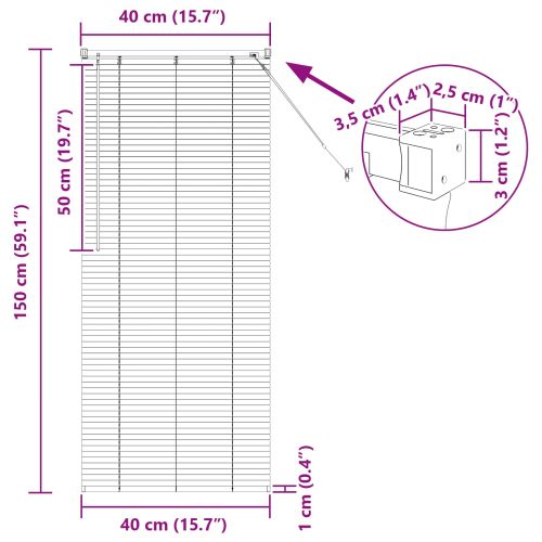 Венецианска щора Регулирума Черен 150 x 40 см ПВЦ