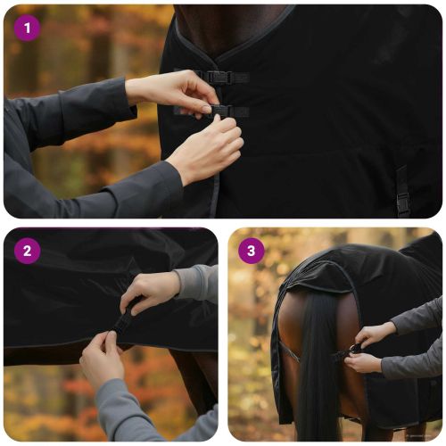 Конско одеяло Тъмен зелен и черен 105 cm Полиестер