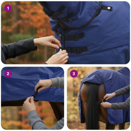 Конско одеяло Тъмен зелен и черен 115 cm Полиестер