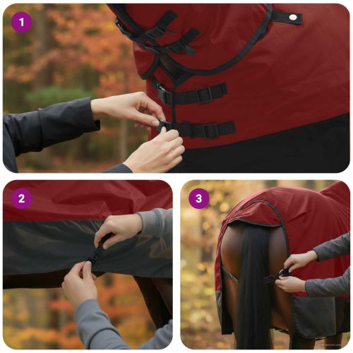 Конско одеяло Тъмен зелен и черен 145 cm Полиестер