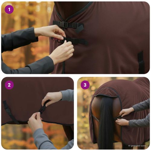 Конско одеяло Пълно тъмно кафяво Полиестер