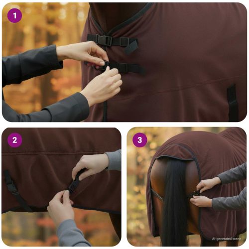 Конско одеяло Пълно тъмно кафяво Полиестер