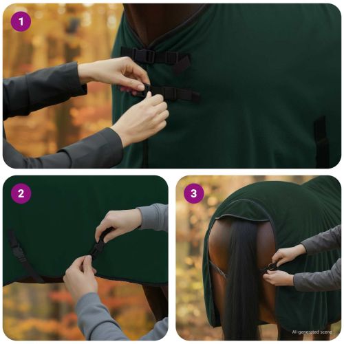 Конско одеяло Пълно тъмно зелено Полиестер