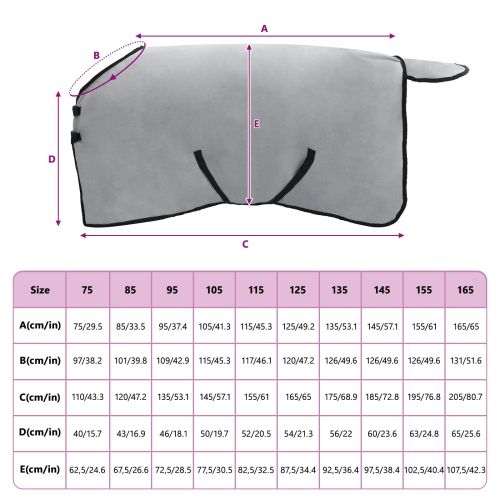Конско одеяло Пълно светло сиво и розово Полиестер