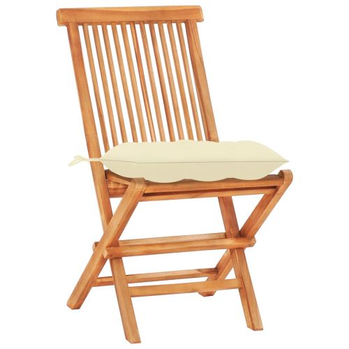 Бистро комплект от 3 части, с кремавобели възглавници, тик масив