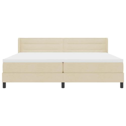 Легло с пружинирана основа с матрак Крем 200 x 200 cm Полиестер