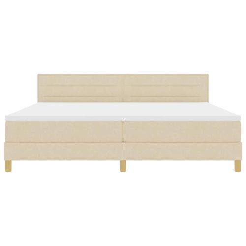 LED кутия за пружини с легло с матрак Крем 200 x 200 cm текстил