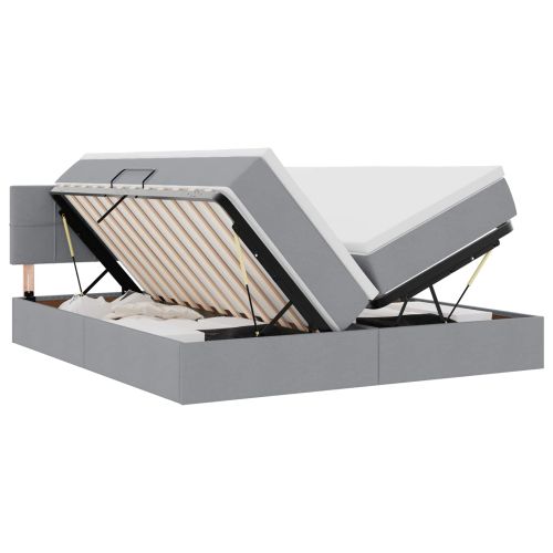 Легло С LED лентисти светлини Светлосиво 200 x 200 cm текстил