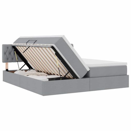 Легло С LED лентисти светлини Светлосиво 200 x 200 cm текстил