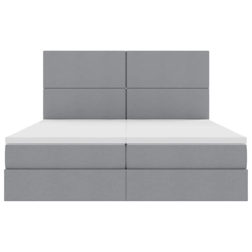 Легло С LED лентисти светлини Светлосиво 200 x 200 cm текстил