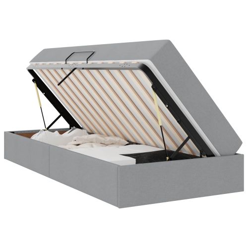 Легло с място за съхранение и матрак Светлосиво 100 x 200 cm
