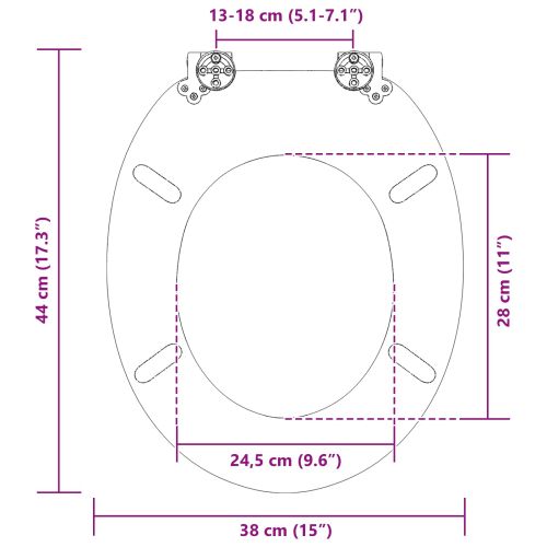 Мека затваряща се тоалетна седалка 2 pcs Черен 44 x 38 см ПДЧ