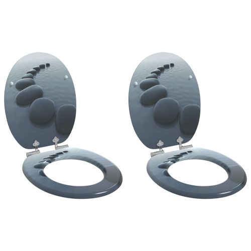Мека затваряща се тоалетна седалка 2 pcs Сив 44 x 38 см ПДЧ
